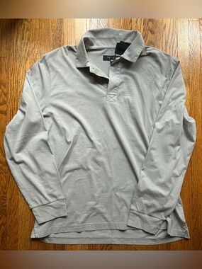 rag & bone Long-Sleeve Polo in Light Gray